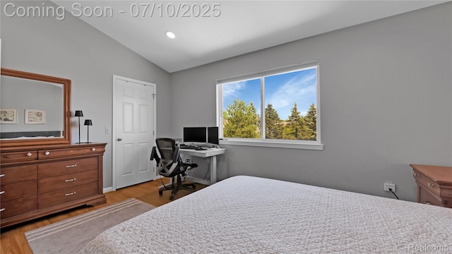 3230 Lynhurst Ct, Rochester, MI 48306 - bedroom featuring wood finished floors, lofted ceiling, and recessed lighting