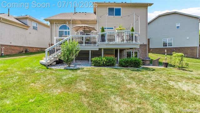 3230 Lynhurst Ct, Rochester, MI 48306 - rear view of house featuring a deck, a yard, and stairs