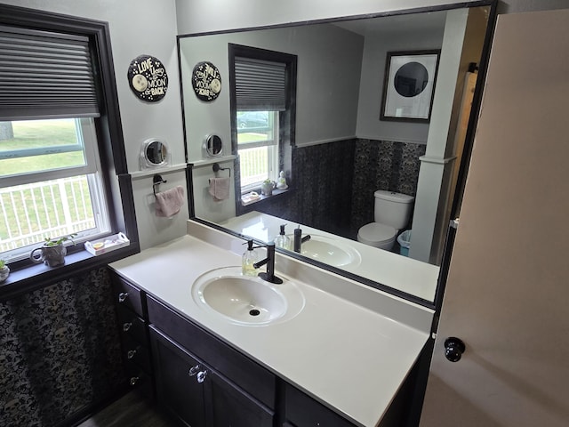 3330 Bradford St NE, Grand Rapids, MI 49525 - bathroom featuring healthy amount of natural light, vanity, and wainscoting