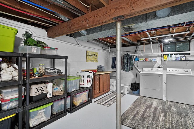 11560 Thrush Dr, Lakeview, MI 48850 - unfinished basement with independent washer and dryer and concrete block wall