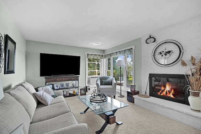 11560 Thrush Dr, Lakeview, MI 48850 - living room featuring carpet flooring and a fireplace