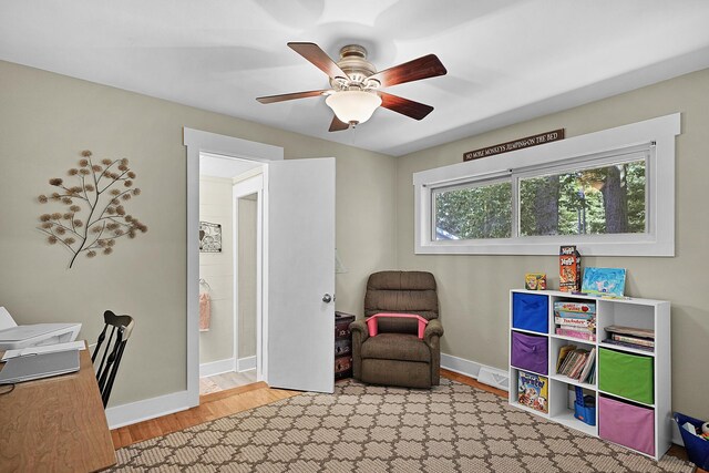 11560 Thrush Dr, Lakeview, MI 48850 - office featuring ceiling fan and wood finished floors