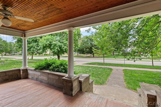 305 W Chicago Blvd, Tecumseh, MI 49286 - porch with a ceiling fan and a lawn