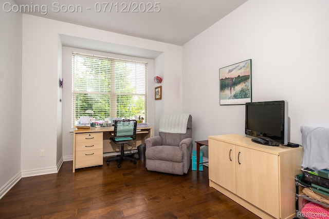 1079 Hampshire Ct, Rochester, MI 48307 - office area featuring dark wood-style flooring and baseboards