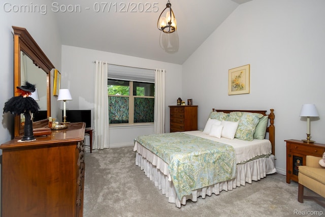 1079 Hampshire Ct, Rochester, MI 48307 - carpeted bedroom with vaulted ceiling and baseboards