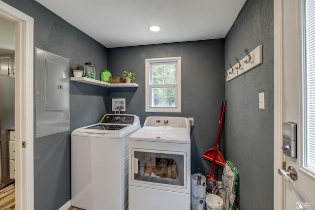 7768 Summerfield Rd, Lambertville, MI 48144 - washroom with washer and dryer and electric panel