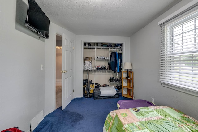 7768 Summerfield Rd, Lambertville, MI 48144 - bedroom with carpet flooring, a closet, and a textured ceiling