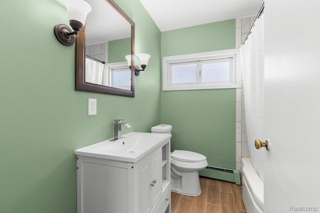 25615 Miracle Dr, Madison Heights, MI 48071 - bathroom featuring a baseboard radiator, vanity, and wood finished floors