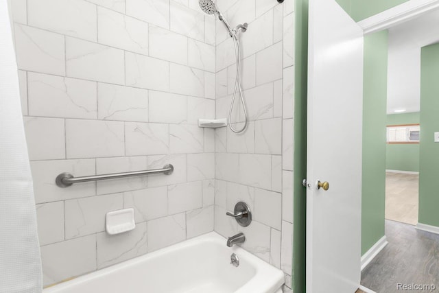 25615 Miracle Dr, Madison Heights, MI 48071 - full bath featuring shower / bath combo and wood finished floors