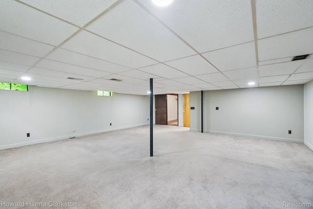 4220 England Beach Rd, White Lake, MI 48383 - basement with a drop ceiling and carpet floors