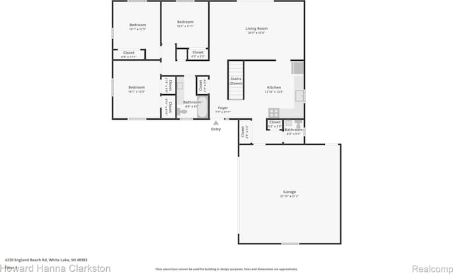 4220 England Beach Rd, White Lake, MI 48383 - view of floor plan / room layout