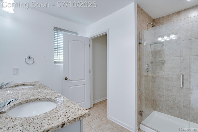 43433 Chancellor Ln, Novi, MI 48375 - full bath with a stall shower, double vanity, and tile patterned floors