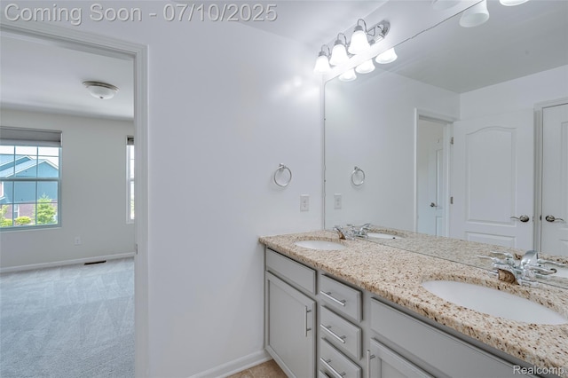 43433 Chancellor Ln, Novi, MI 48375 - full bath featuring double vanity and baseboards