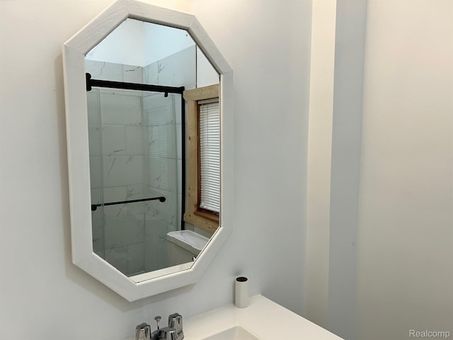 221 Bluegill Lake Dr, Frost, MI 48625 - full bathroom featuring a shower stall and vanity