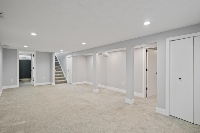 3061 Homewood St SW, Grandville, MI 49418 - finished basement featuring recessed lighting, light colored carpet, and stairs
