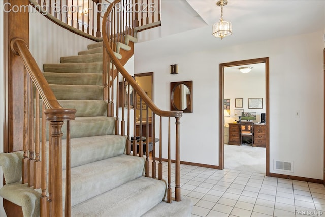 48721 W Normandy Ct, Plymouth, MI 48170 - staircase with tile patterned floors and carpet