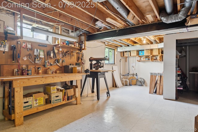 48721 W Normandy Ct, Plymouth, MI 48170 - basement with a workshop area and tile patterned floors