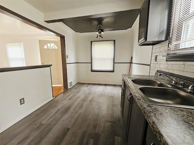 20226 Mccormick, Detroit, MI 48224 - kitchen featuring tasteful backsplash, wood finished floors, and a ceiling fan