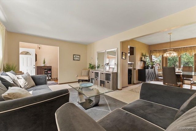 42109 Hartford Dr, Canton, MI 48187 - carpeted living area featuring a chandelier