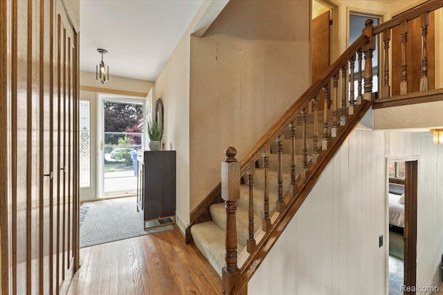 42109 Hartford Dr, Canton, MI 48187 - foyer with hardwood / wood-style floors and stairs