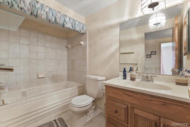 42109 Hartford Dr, Canton, MI 48187 - bathroom featuring tile patterned floors, vanity, and washtub / shower combination