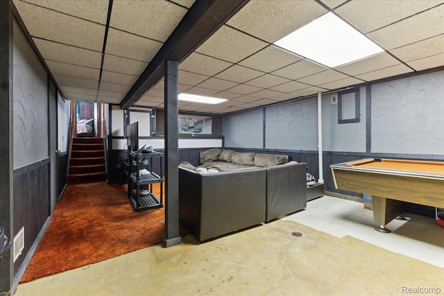 42109 Hartford Dr, Canton, MI 48187 - laundry area featuring pool table and wainscoting
