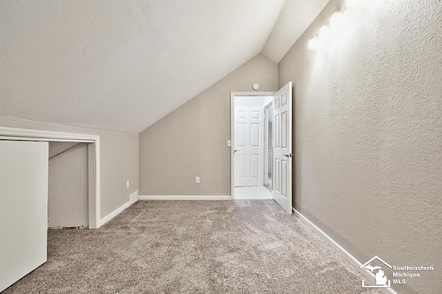 3380 Stewart Rd, Monroe, MI 48162 - bonus room featuring carpet, lofted ceiling, and a textured wall
