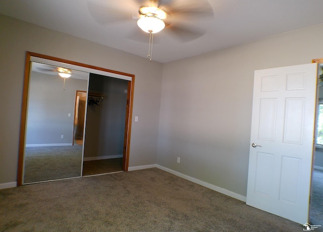 3380 Stewart Rd, Monroe, MI 48162 - unfurnished bedroom with carpet floors, a closet, and a ceiling fan
