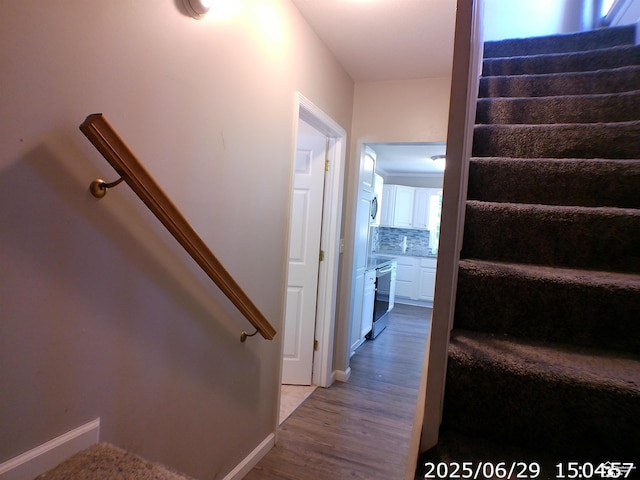 3380 Stewart Rd, Monroe, MI 48162 - staircase with wood finished floors and baseboards