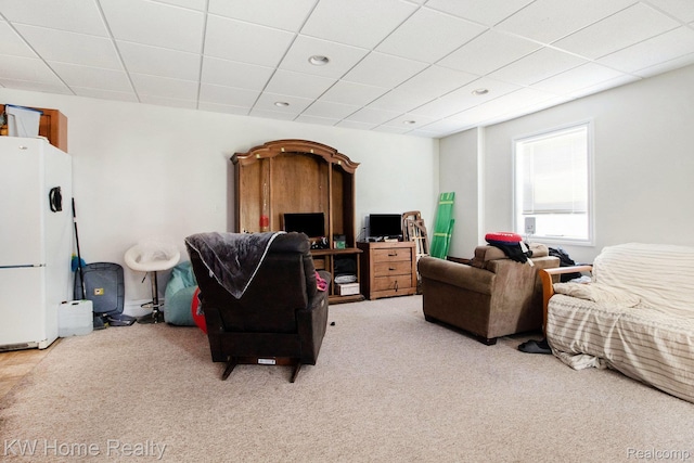 4450 Sylvan Rd, Grass Lake, MI 49240 - living area with light carpet and a drop ceiling