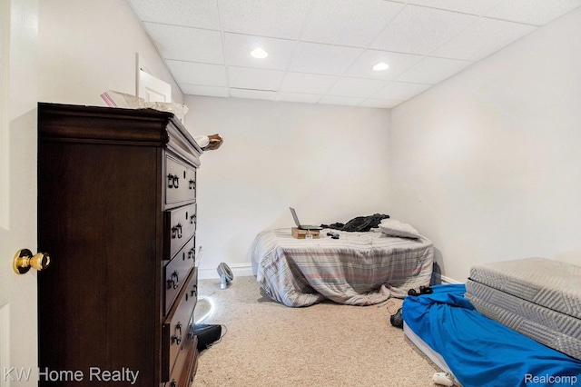 4450 Sylvan Rd, Grass Lake, MI 49240 - bedroom with carpet, a paneled ceiling, and recessed lighting