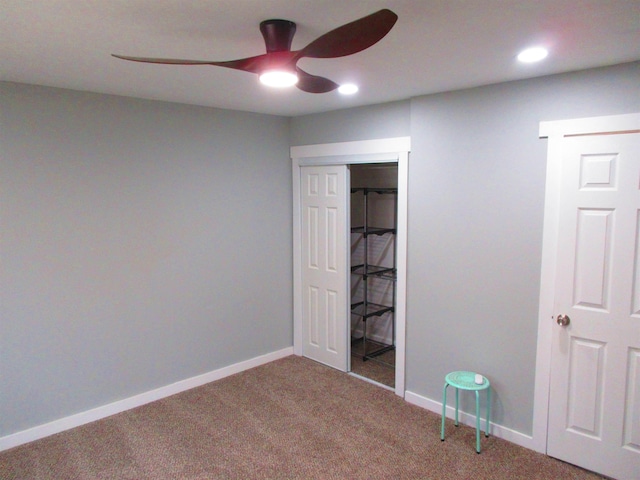 3736 Maryland Ave, Flint, MI 48506 - unfurnished bedroom with carpet, ceiling fan, and recessed lighting