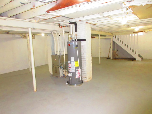 3736 Maryland Ave, Flint, MI 48506 - unfinished below grade area with gas water heater and stairs