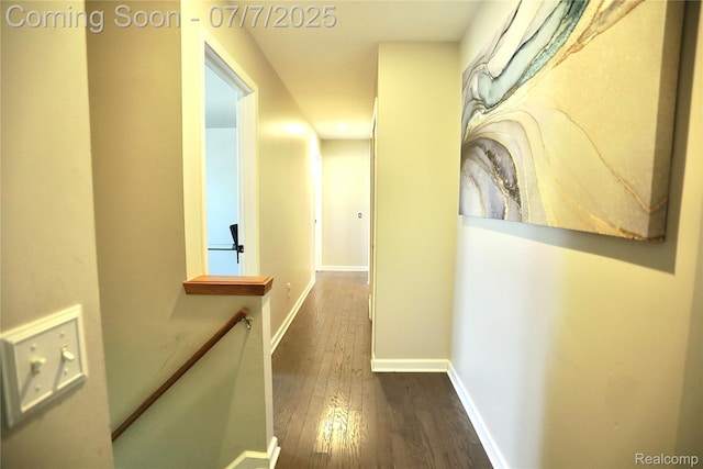 45587 Hanford Rd, Canton, MI 48187 - corridor with an upstairs landing and dark wood-type flooring