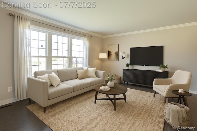 45587 Hanford Rd, Canton, MI 48187 - living room with ornamental molding and wood finished floors
