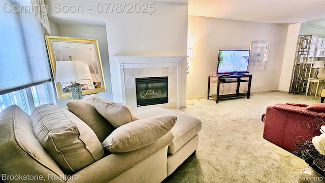 20059 Rodeo Ct, Southfield, MI 48075 - carpeted living area with a fireplace