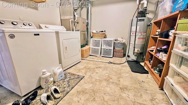 20059 Rodeo Ct, Southfield, MI 48075 - washroom with washing machine and dryer and water heater