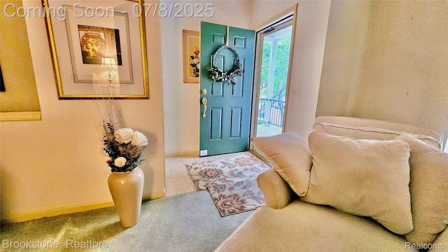 20059 Rodeo Ct, Southfield, MI 48075 - carpeted foyer entrance featuring baseboards