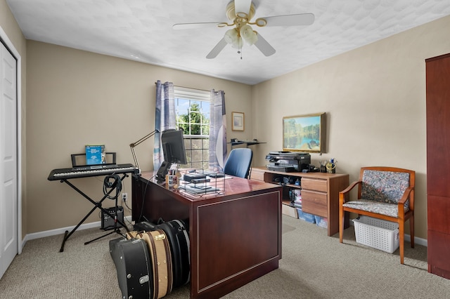 8181 Fawn Meadow Trl, Galesburg, MI 49053 - office space featuring carpet flooring and a ceiling fan