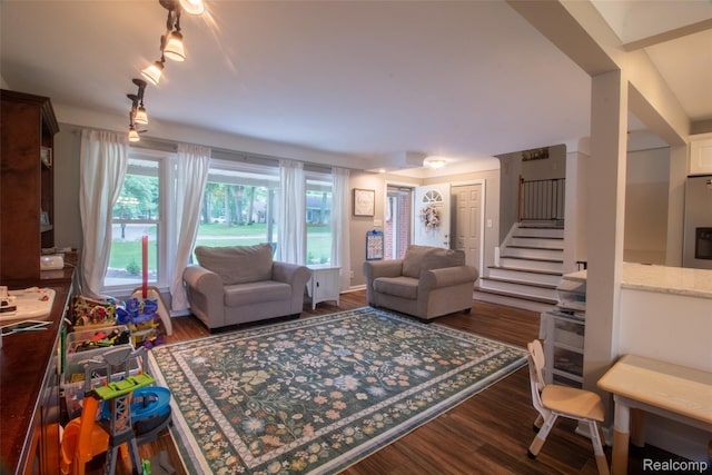 21102 Knudsen Dr, Grosse Ile, MI 48138 - living area with stairs and wood finished floors