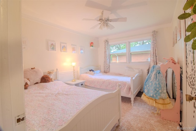 21102 Knudsen Dr, Grosse Ile, MI 48138 - bedroom featuring light carpet and ceiling fan