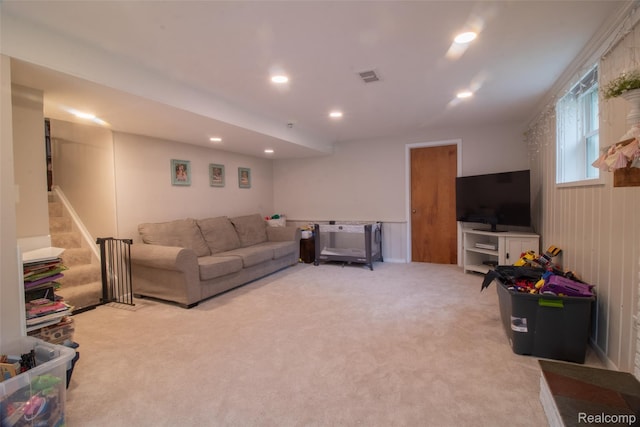21102 Knudsen Dr, Grosse Ile, MI 48138 - carpeted living area with recessed lighting