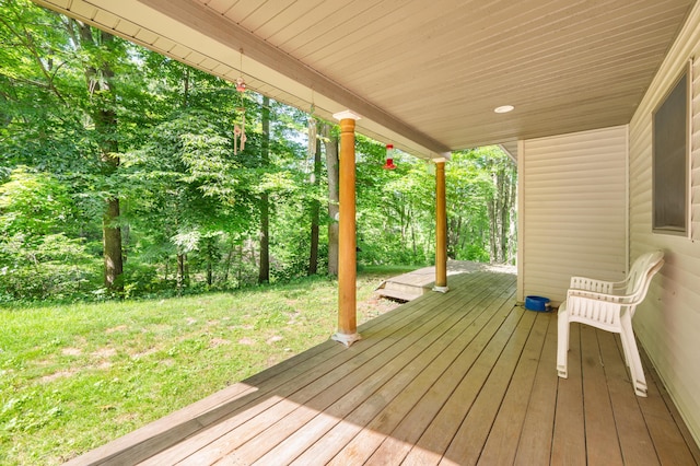 8361 9 Mile Rd, Big Rapids, MI 49307 - wooden deck with a lawn