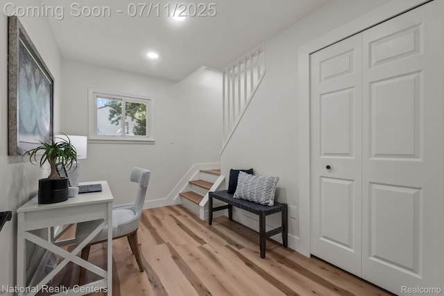 1089 Tecumseh Ave, Waterford, MI 48327 - home office with light wood-type flooring and recessed lighting
