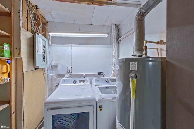 296 S Saginaw St, Montrose, MI 48457 - laundry room featuring electric water heater, washer and dryer, and electric panel