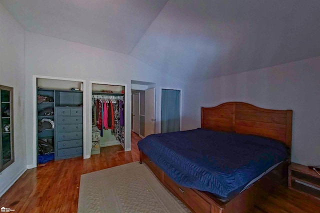296 S Saginaw St, Montrose, MI 48457 - bedroom featuring lofted ceiling and wood finished floors