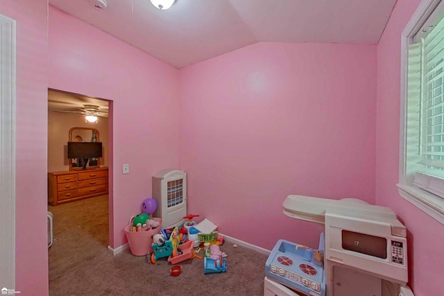 296 S Saginaw St, Montrose, MI 48457 - game room with lofted ceiling, carpet, and plenty of natural light