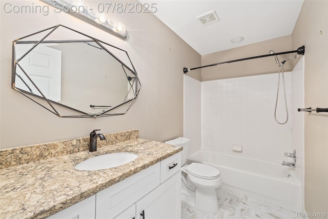 57349 Megan Dr, Washington, MI 48094 - full bathroom featuring vanity, tub / shower combination, and marble finish floors