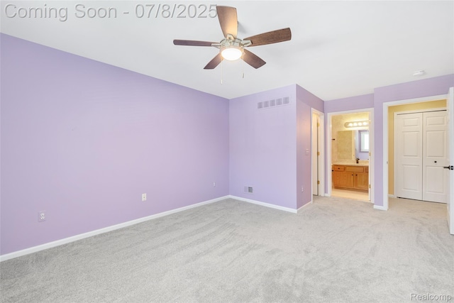 57349 Megan Dr, Washington, MI 48094 - unfurnished bedroom featuring carpet, connected bathroom, and ceiling fan
