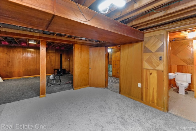 13776 Leroy St, Southgate, MI 48195 - finished basement with wooden walls and carpet